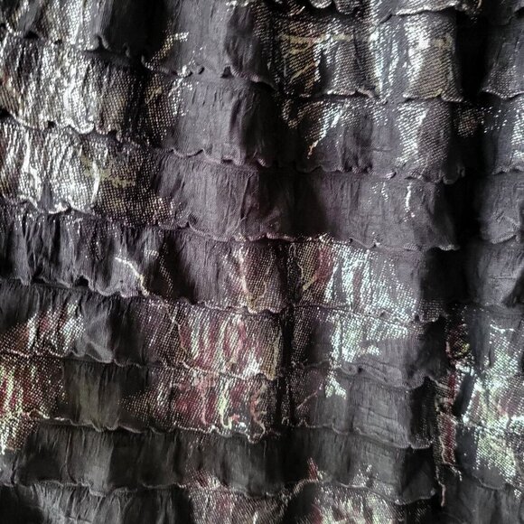 SANA HASHMAT COUTURE Black Metallic Tiered Maxi Skirt High Waisted- One Size - Picture 6 of 9